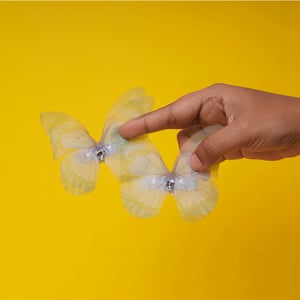 Semi Transparent Net Butterfly Hairclip 1pcs - Bight Green & White