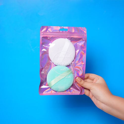 Kiss Lovely 2pcs Soft Makeup Puff Set - White & Teal