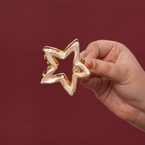 Star Shape Metal Hair Clip - Cream