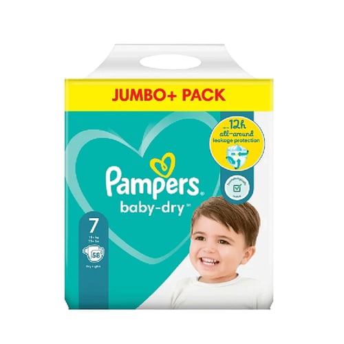 Pampers Jumbo Pack (Belt System) Size- 7 (15+ KG) 58pcs•