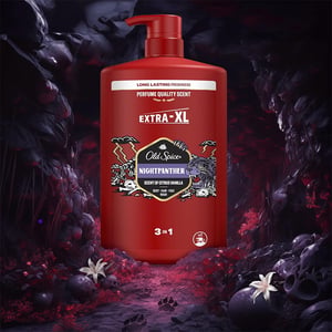 Old Spice Extra-XL Nightpanther Scent Of Citrus Vanilla 3 In 1 Body Hair Face Wash 1L •