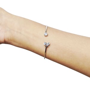 Simple Copper Micro Inlaid Bracelet - Silver (N1)