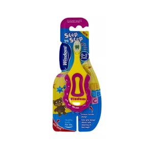 Wisdom Supersoft Step By Step 0-2 Years Toothbrush - Pink & Yellow