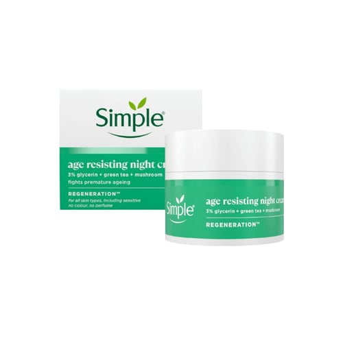 Simple Age Resisting Night Cream with Glycerin Green Tea and Mushroom 50ml•