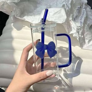 Square Shape Pookie Mug With Straw & Lid - Blue