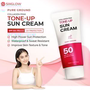 Pure Ground Collagen Pink Tone Up Sun Cream 70ml SPF 50+PA+++  •
