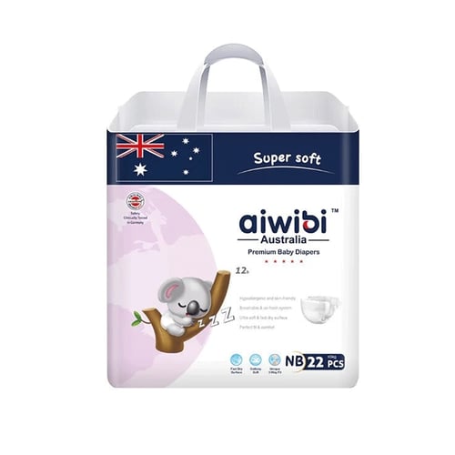 Aiwibi Australia Premium Baby Diapers NB (Upto 5KG) 22pcs•