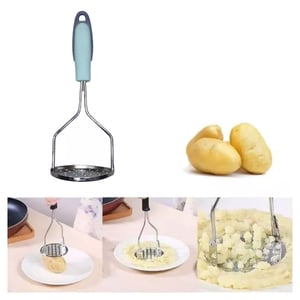 Stainless Steel Potato Masher With Plastic Handle - Pale Teal