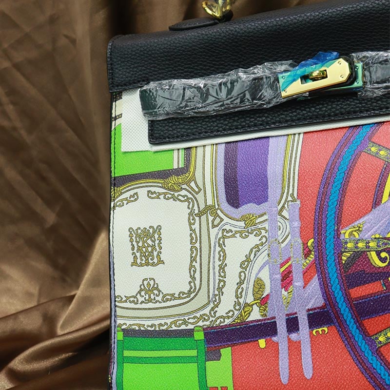 Colorful Printed Women's Handbag (20118) - Black