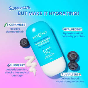 Dot & Key Blueberry Hydrate Barrier Repair Sunscreen SPF 50+ with Hyaluronic and Ceramides PA+++ 80g•
