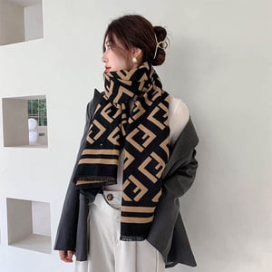 Trendy Korean Style Cashmere Shawl - Fendi Pattern