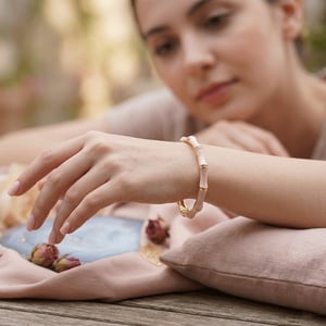 Enamel Bamboo Design Bangle Bracelet