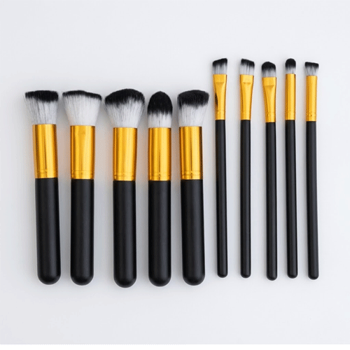 Premium Makeup Kabuki Brush Set 10pcs - Black