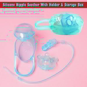 Silicone Nipple Soother With Holder & Storage Box - Green