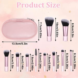 10pcs Premium Mini Makeup Brush Set With Zip Pouch - Pink