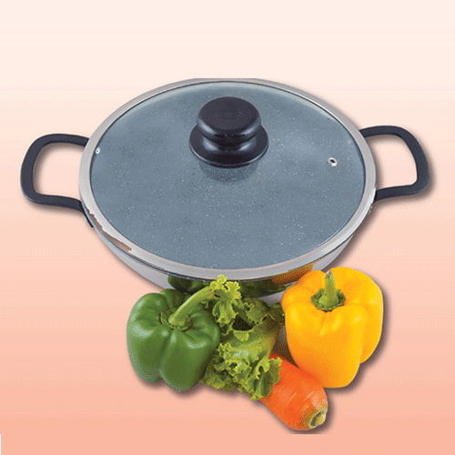Non Stick 3 Layer Wok With Glass Lid - 30cm •