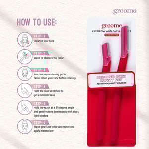 Groome Eyebrow And Facial Razor 2pcs - Red