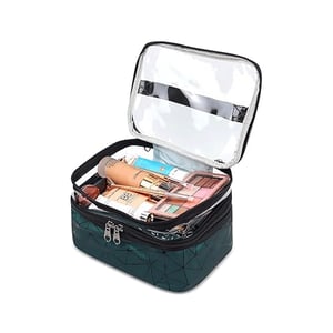 Double Layer Transparent Makeup Storage Bag - Green
