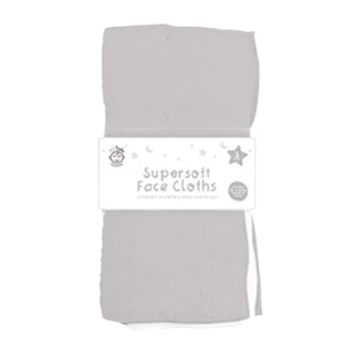 123 Baby Super Soft Face Cloths 3pcs - Gray