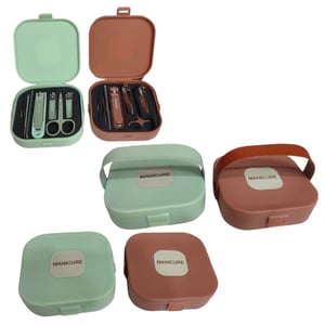 7pcs Manicure Set Box With Holder - Dark Rose Gold