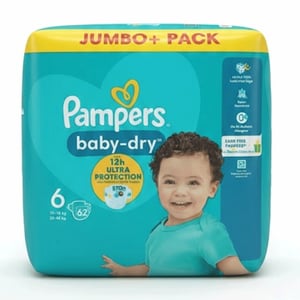Pampers Jumbo Pack (Belt System) Size- 6 (13-18 KG) 62pcs•
