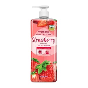 Watsons Love My Skin Strawberry Scented Gel Body Wash 1000ml •
