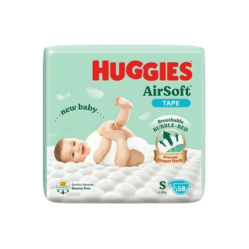 Huggies Air Soft Tape Size-S (4-8kg) 58pcs•