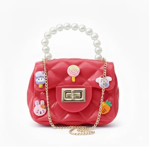 Pearl Handle Bag For Baby Girl - Red