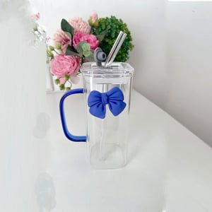 Square Shape Pookie Mug With Straw & Lid - Blue