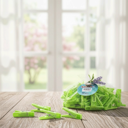 Plastic Clothes Pegs 50pcs - Bright Green
