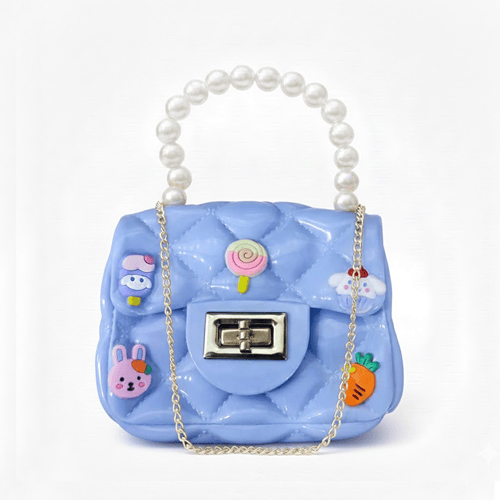 Pearl Handle Bag For Baby Girl - Baby Blue