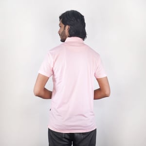 Polo Shirt-Pink with Tiny Stripes