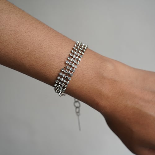 Simple Micro Paved Zircon Thin Bracelet - Silver (L1)