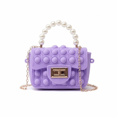 Pearl Handle Silicone Pop-It Bag For Baby Girl - Purple