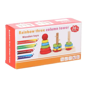 Rainbow 3 Column Tower Wooden Toys
