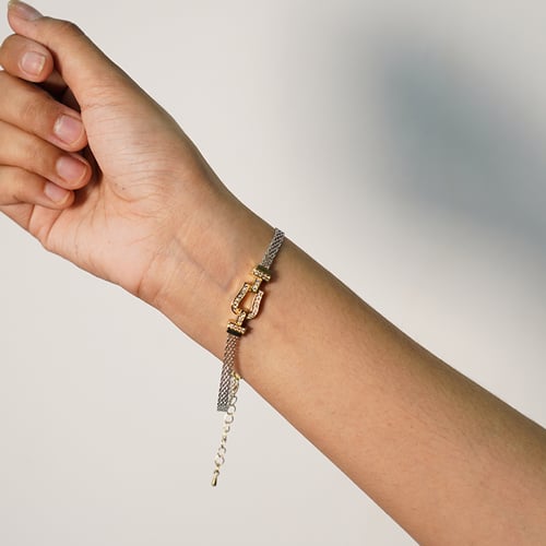 Simple Micro Paved Zircon Thin Bracelet - Silver Gold (O1)