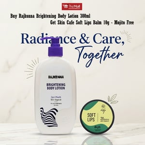Rajkonna Brightening Body Lotion 300ml (Get Skin Cafe Soft Lips Balm 10g - Mojito Free)