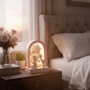 LED Proposing Couple Lightening With Mirror Effect - Pink