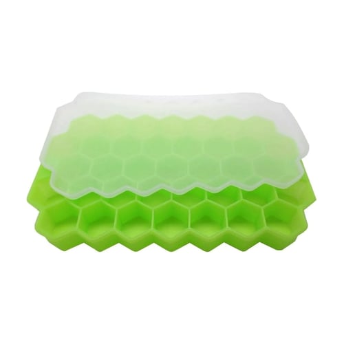 Honeycomb Pattern Ice Cube Trays With Cover - Bright Green