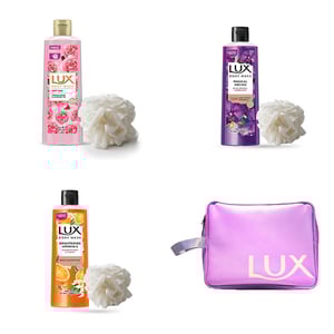 Buy 3 Lux Shower Gel Get 3 Loofa And Travel Bag Free (Black Orchid, Orange Blossom, French Rose)