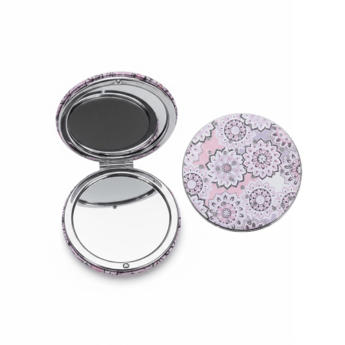 Foldable Round Duo Mirror - Pink