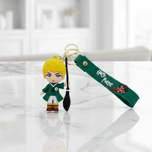 Harry Potter Cartoon Rubber Key Ring - Green