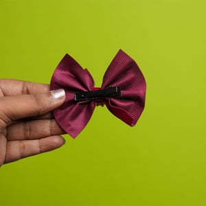 Velvet Bow Shape Hair Clip With Stone - Maroon