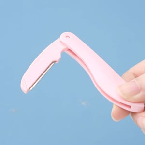 LMLTOP Folding Eyebrow Knife With Extra 2 Blades - Baby Pink