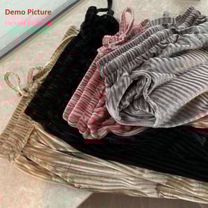 Women's Wide-Legged Velvet Pants- Golden