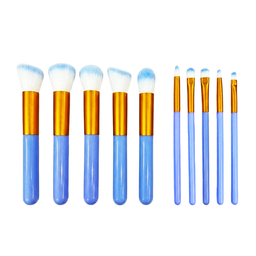 Premium Makeup Kabuki Brush Set 10pcs - Purple