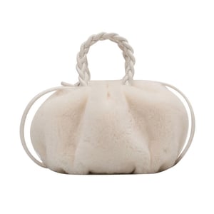 Fluffy Cozy Women PU Leather Handle Crossbody Bag