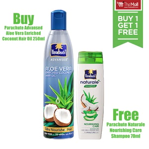Parachute Advansed Aloe Vera Enriched Coconut Hair Oil 250ml (Free Parachute Naturale Nourishing Care Shampoo 70ml)