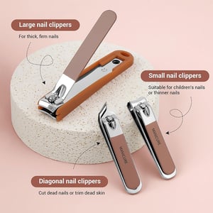 7pcs Manicure Set Box With Holder - Dark Rose Gold