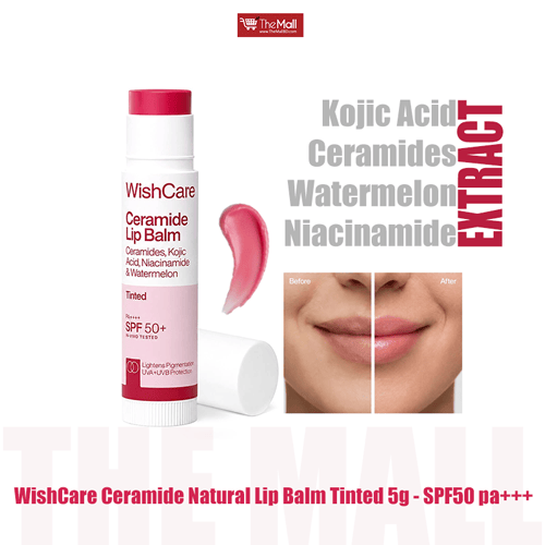 WishCare Ceramide Natural Lip Balm Tinted 5g - SPF50 pa+++   •